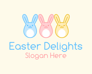 Happy Easter Egg Bunnies  logo design