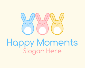 Happy Easter Egg Bunnies  logo design