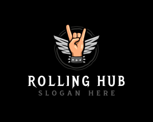 Rock Band Hand Wings logo design