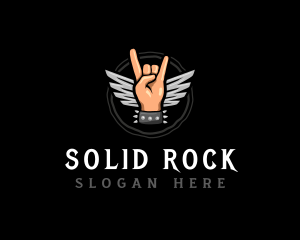 Rock Band Hand Wings logo design