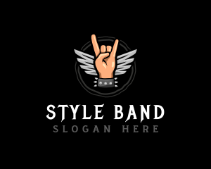 Rock Band Hand Wings logo design