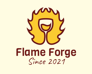 Fire Wine Glass logo design