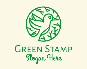 Green Hummingbird Nature logo design