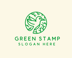 Green Hummingbird Nature logo design