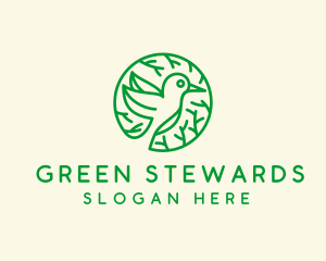 Green Hummingbird Nature logo design