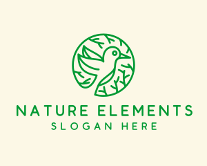 Green Hummingbird Nature logo design