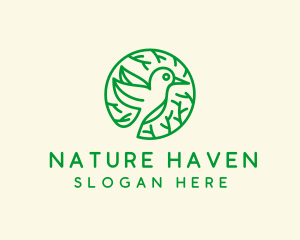 Green Hummingbird Nature logo design