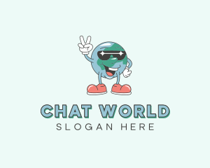 Sunglasses Globe Cartoon logo design