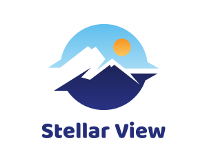 Blue Sunrise Mountain View logo design