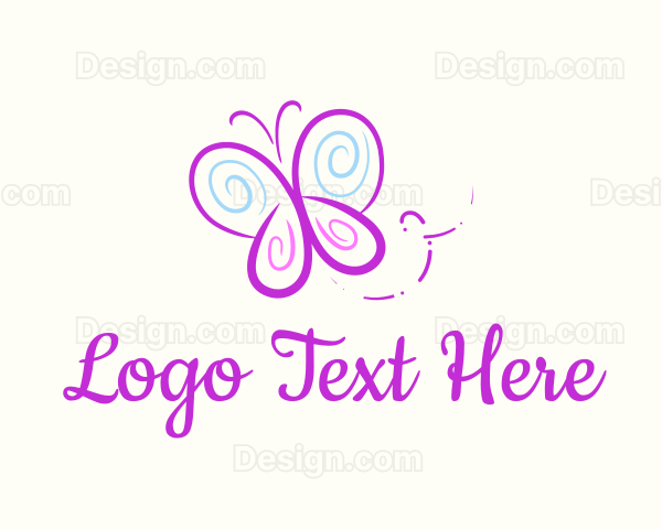 Butterfly Doodle Drawing Logo