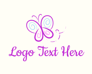 Butterfly Doodle Drawing logo