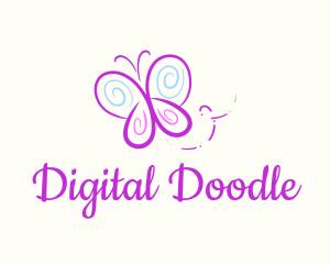 Butterfly Doodle Drawing logo