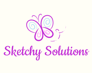 Butterfly Doodle Drawing logo