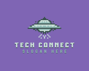 UFO Spaceship Pixel Logo
