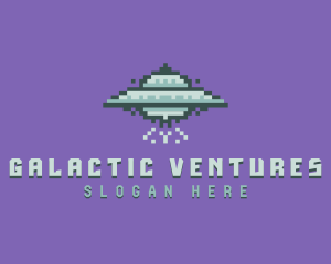 UFO Spaceship Pixel logo