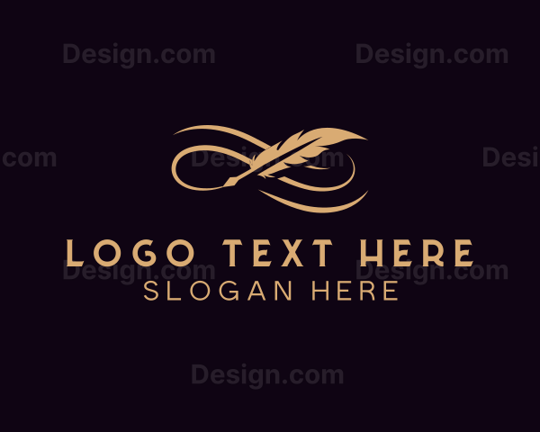 Elegant Feather Writing Logo