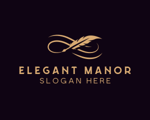 Elegant Feather Writing  Logo