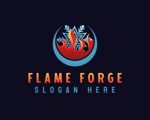  Snowflake Flame HVAC logo design