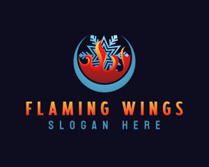  Snowflake Flame HVAC logo design