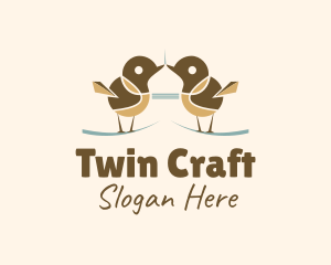 Twin Sparrow Bird  logo design