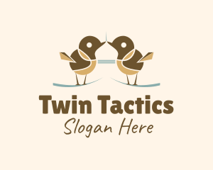 Twin Sparrow Bird  logo design