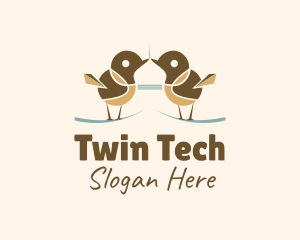 Twin Sparrow Bird  logo design