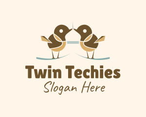 Twin Sparrow Bird  logo design