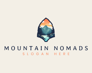 Cloudy Outdoor Mountain logo design