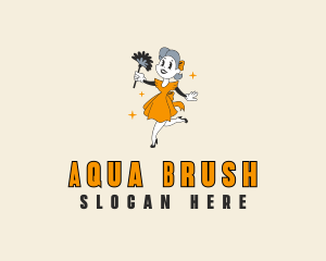 Dusting Brush Maid Cleaning logo design