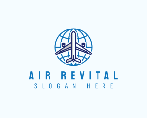 Airplane Globe Travel logo design