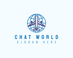 Airplane Globe Travel logo design