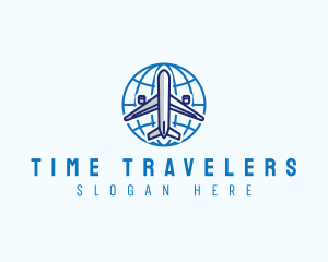 Airplane Globe Travel logo design