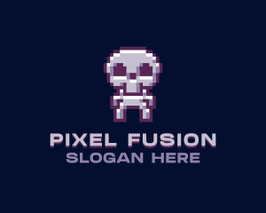 Pixel Cyber Skeleton  logo design