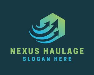 Hexagon Arrow Delivery logo design