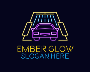 Neon Light Car Wash logo design