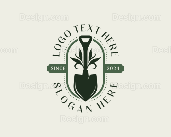 Shovel Gardening Leaves Logo