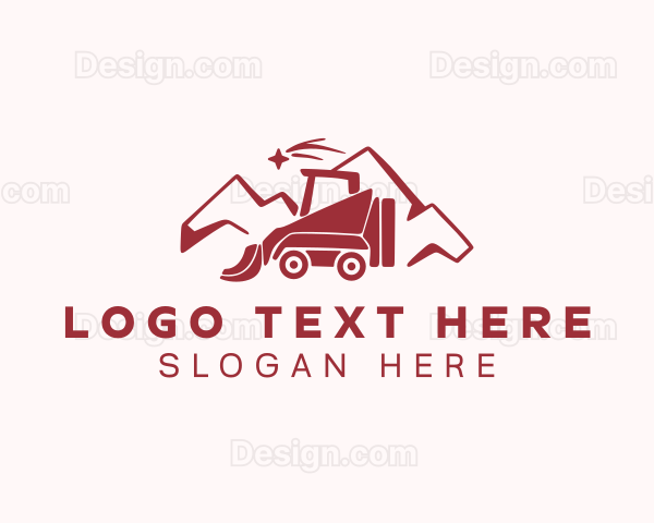 Mountain Bulldozer Construction Logo