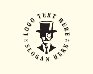 Gentleman Monocle Hat Logo