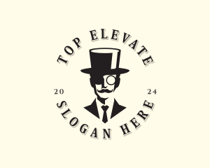 Gentleman Monocle Hat logo design