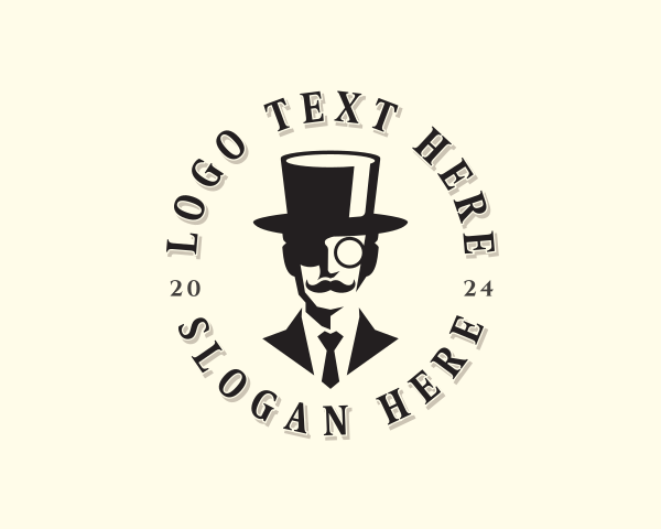 Gentleman Monocle Hat logo