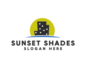 City Building Sunset logo design