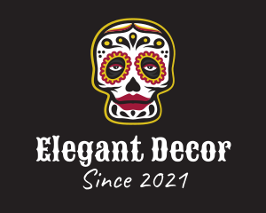 Ornate Mexican Skull logo design