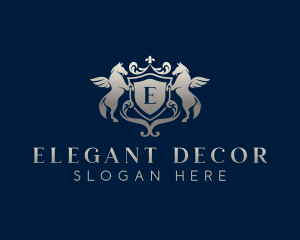 Pegasus Decorative Shield logo design