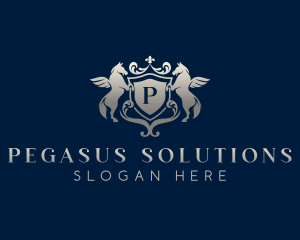 Pegasus Decorative Shield logo design