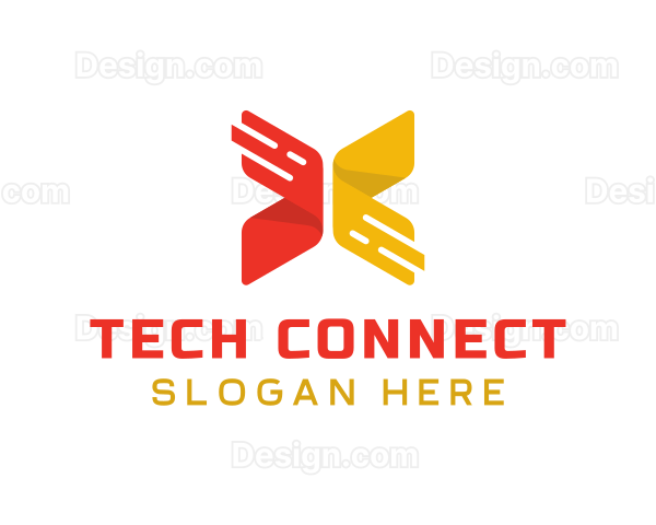 Digital Ribbon Letter X Logo