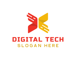 Digital Ribbon Letter X logo