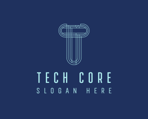 Cyber Tech Letter T logo design