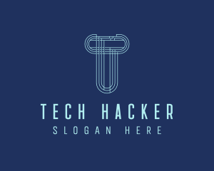 Cyber Tech Letter T logo design