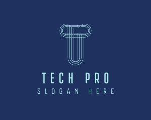 Cyber Tech Letter T logo design