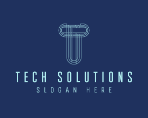 Cyber Tech Letter T logo design